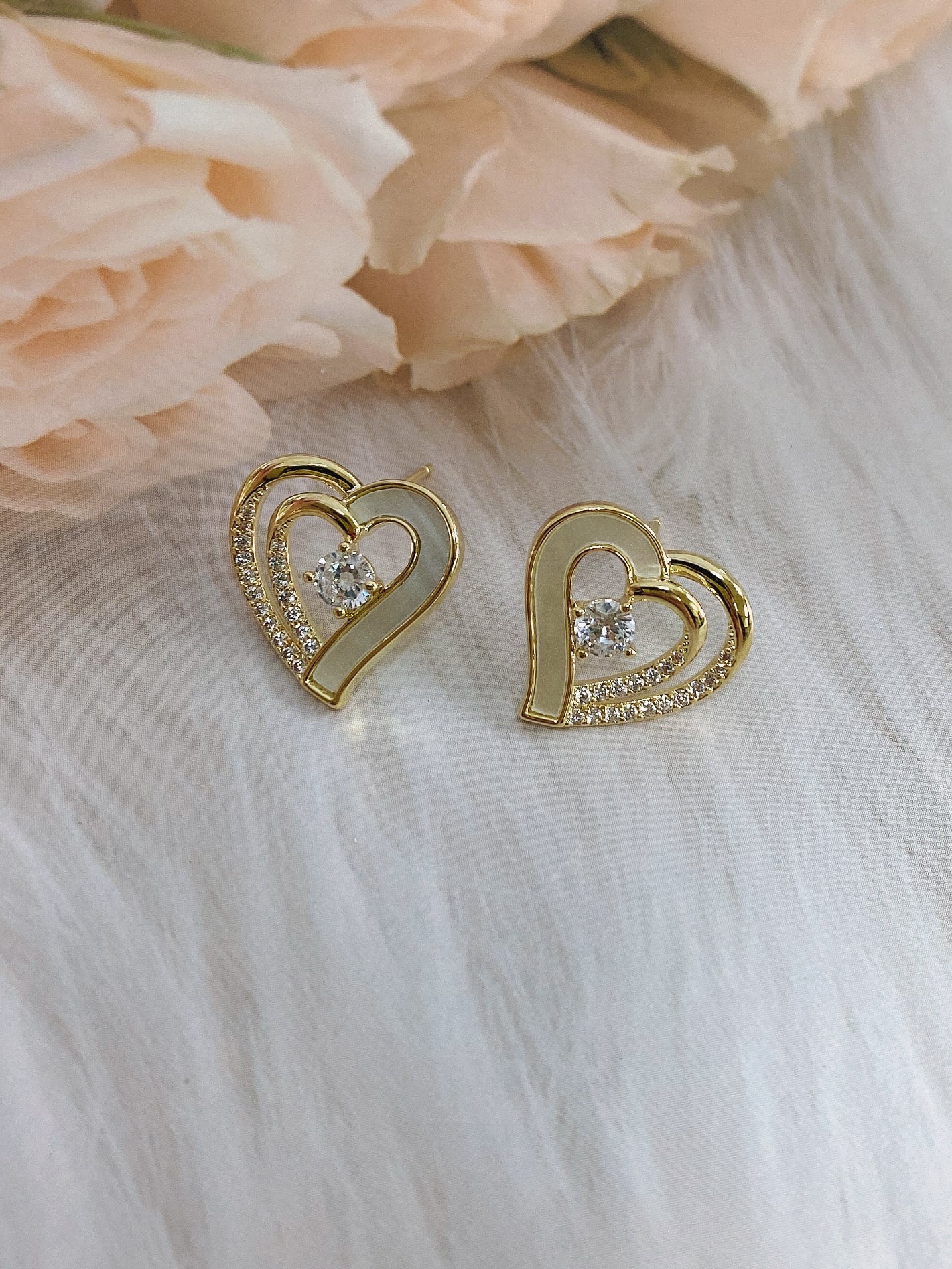 Cubic Zirconia Heart Shaped Earrings