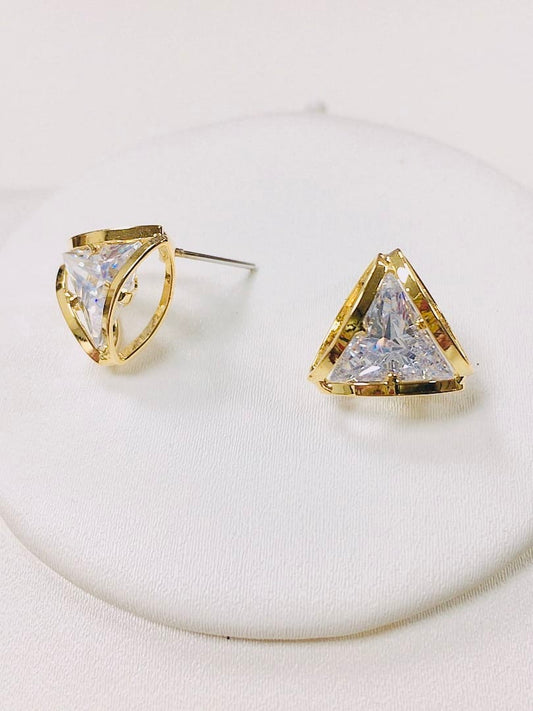 Cubic Zirconia Triangle Stud Earrings