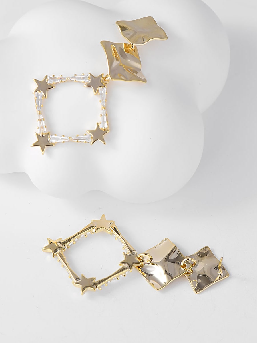 Cubic Zirconia Square Drop Earrings