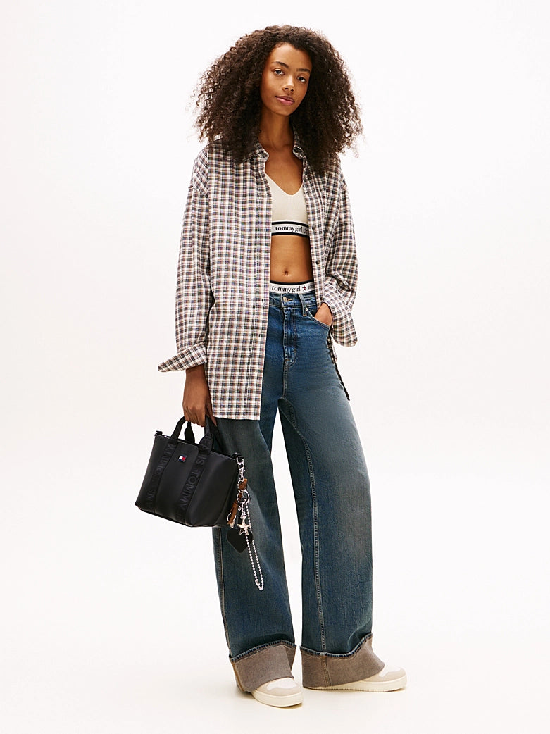 TOMMY JEANS Essential Repeat Logo Crossbody Tote Bag