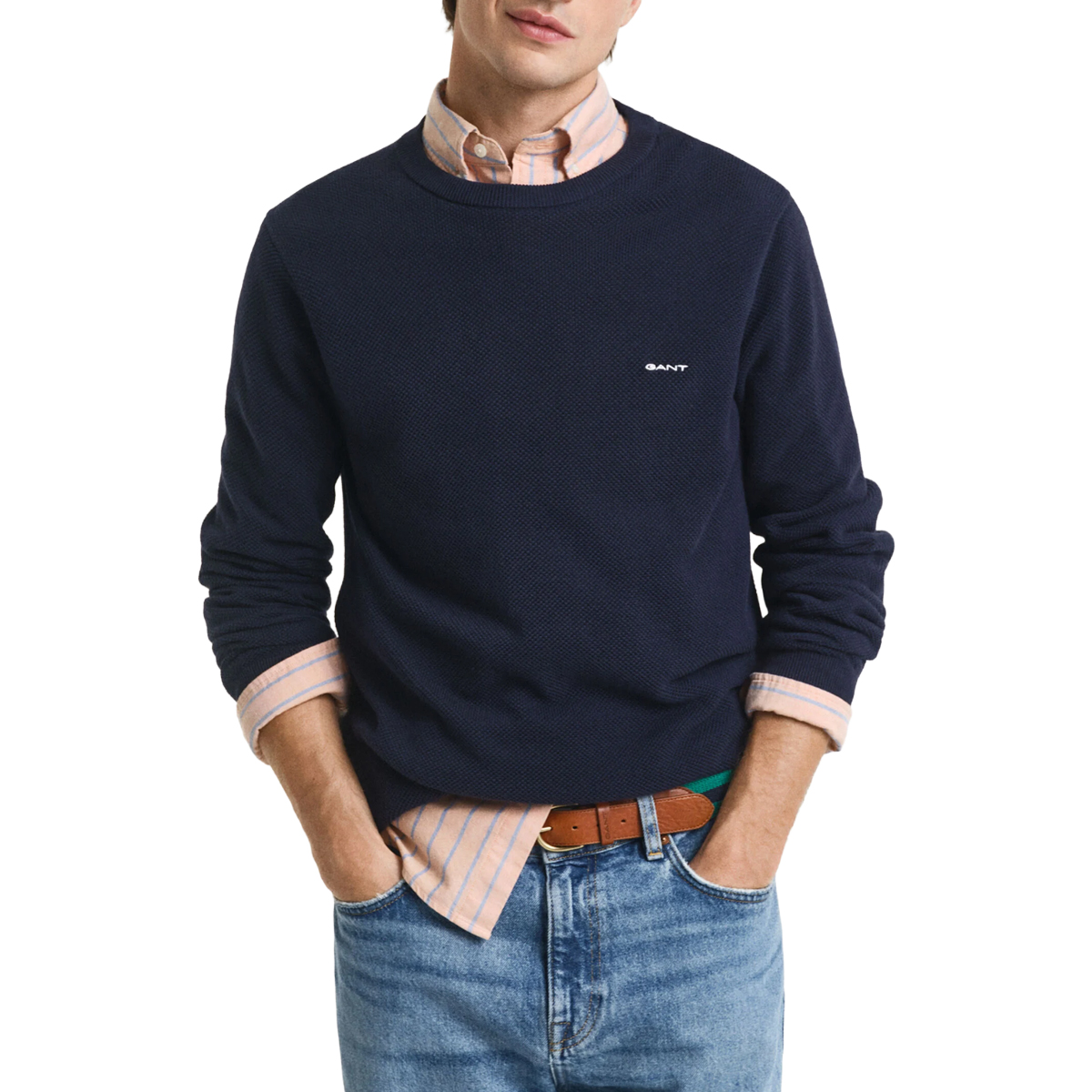 GANT Men Cotton Piqué Crew Neck Sweater