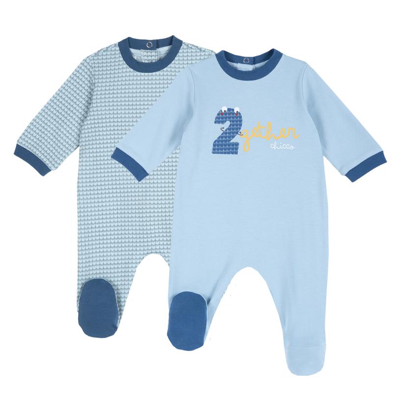 CHICCO Blue Set of 2 Babygrows